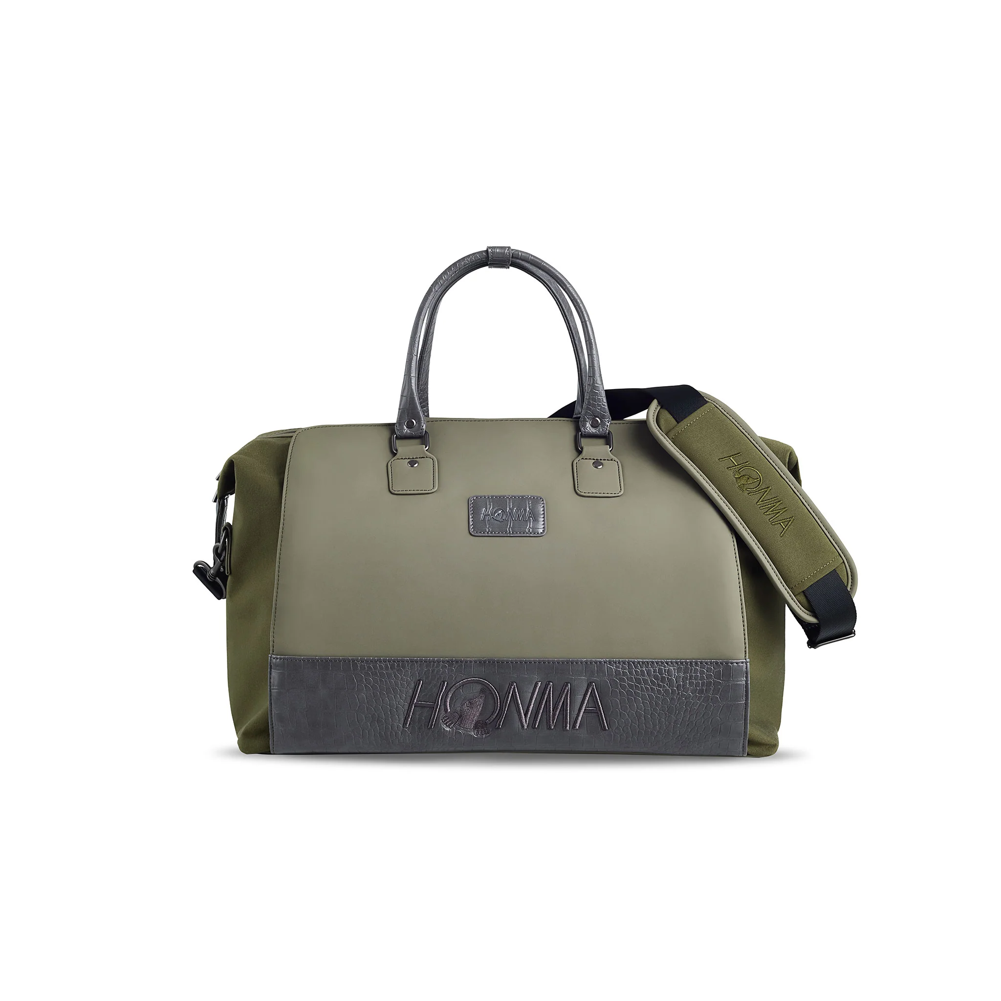 Faux Crocodile Boston Bag - Khaki - Image 3