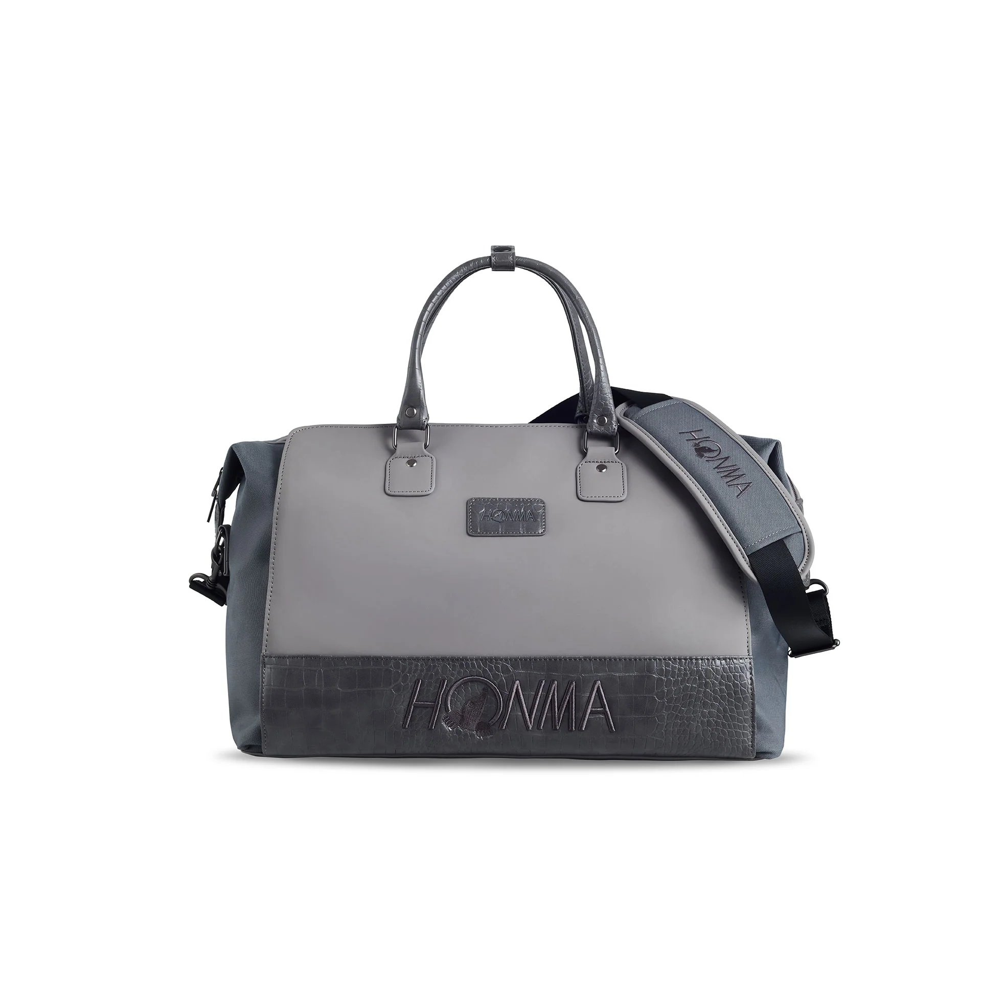 Faux Crocodile Boston Bag - Grey - Image 3